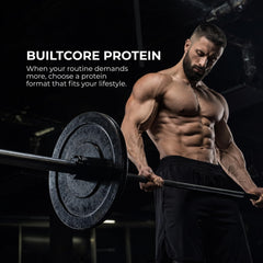 BuiltCore etiqueta nutricional legible que resalta 10 g de proteína por ración