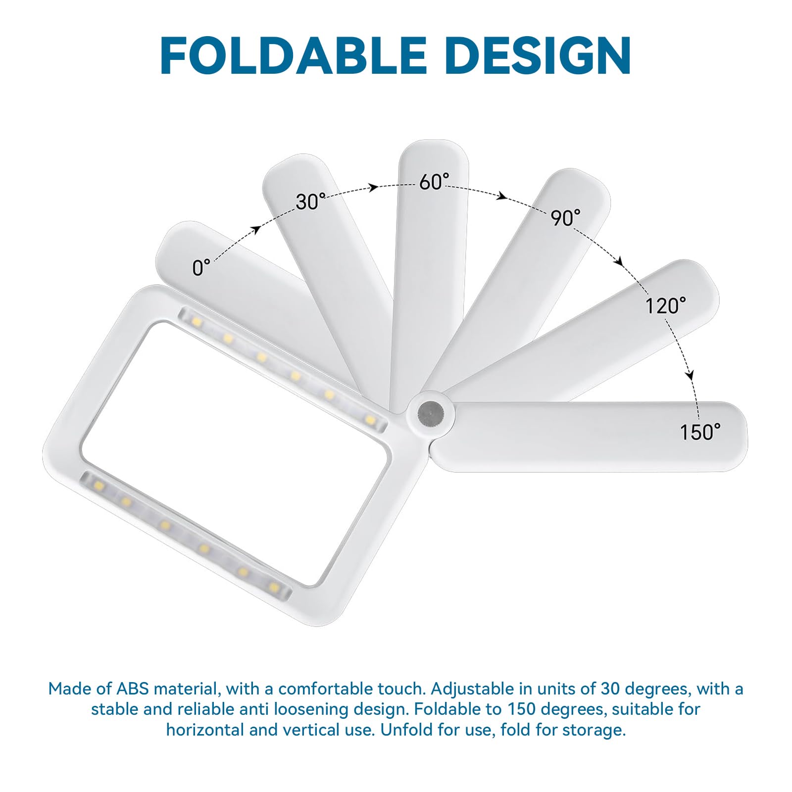 Bulgery lupa con 12 LEDs encendidos que iluminan texto pequeño sin deslumbrar