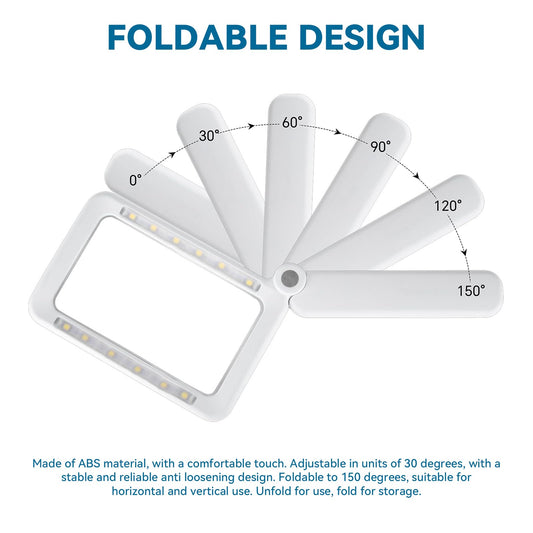 Bulgery lupa con 12 LEDs encendidos que iluminan texto pequeño sin deslumbrar