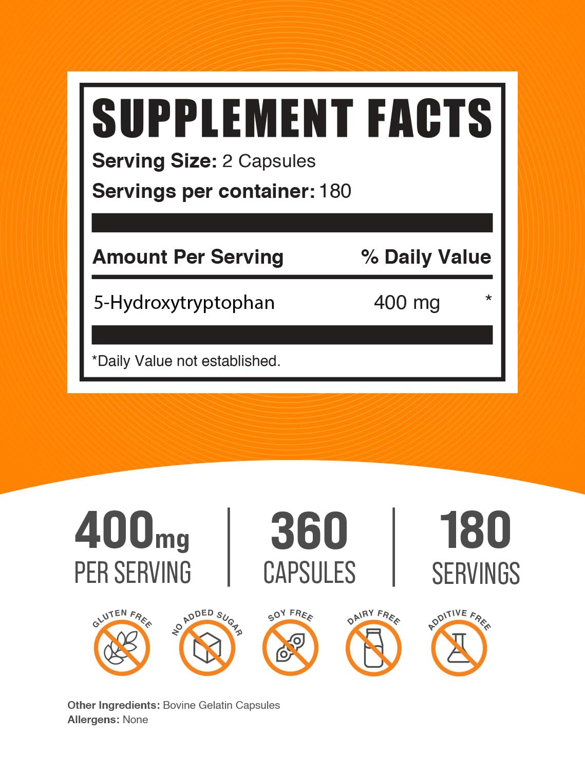 Detalle de una cápsula de BulkSupplements 5-HTP mostrando textura y tamaño, fácil de tragar