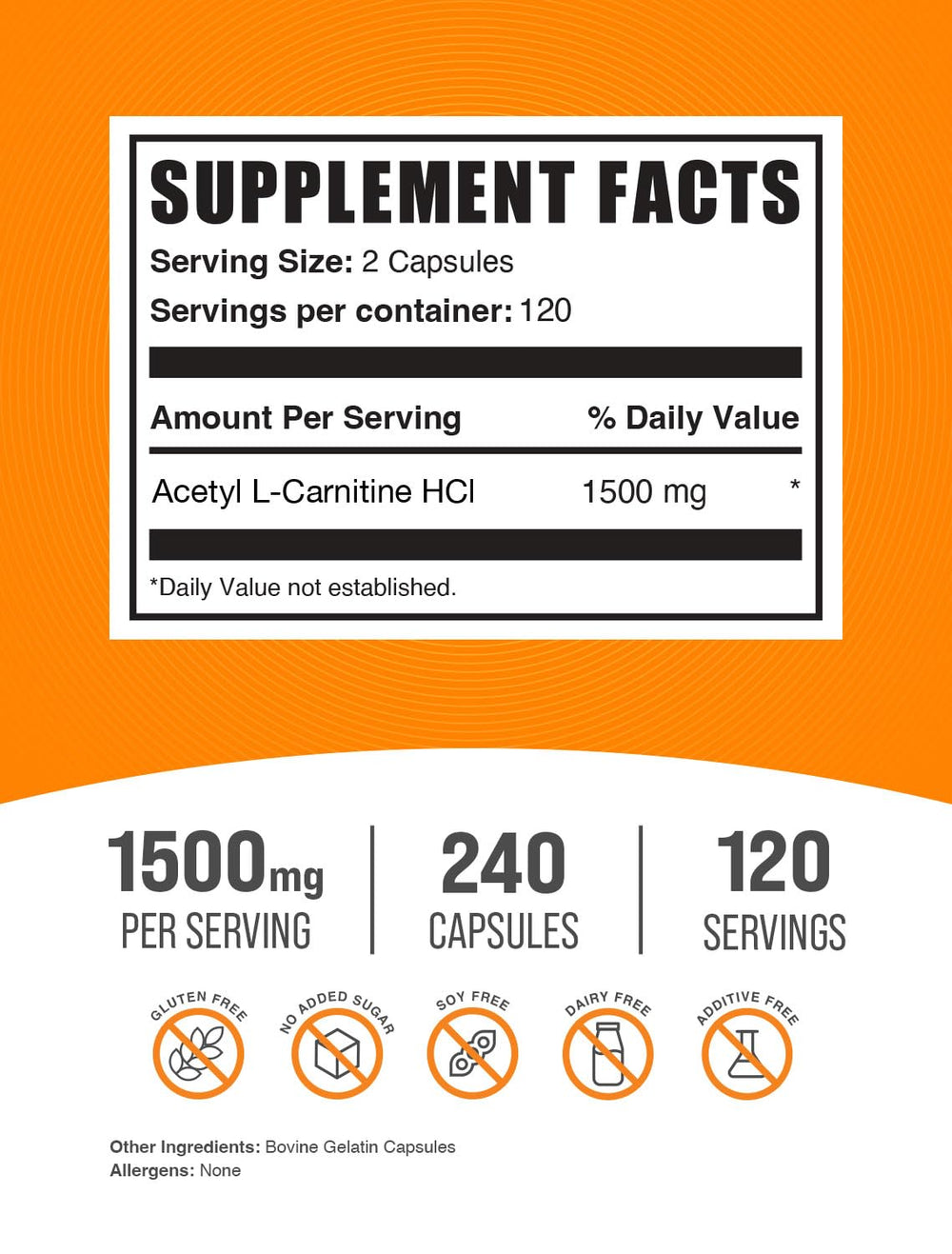 ALCAR BulkSupplements, cápsulas para energía diaria y rendimiento.