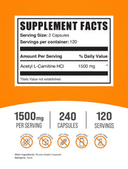 ALCAR BulkSupplements, cápsulas para energía diaria y rendimiento.