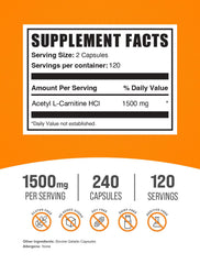 BulkSupplements cápsulas ALCAR detalle de superficie y facilidad de ingestión