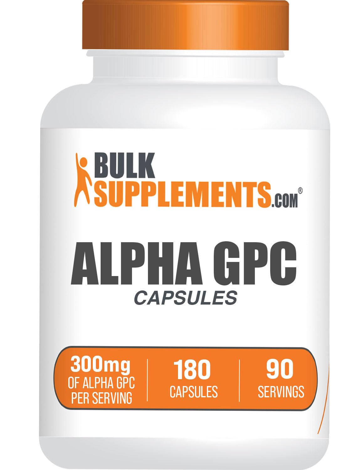 Bulksupplements Alpha GPC cápsulas 300 mg en frasco, apoyo general diario