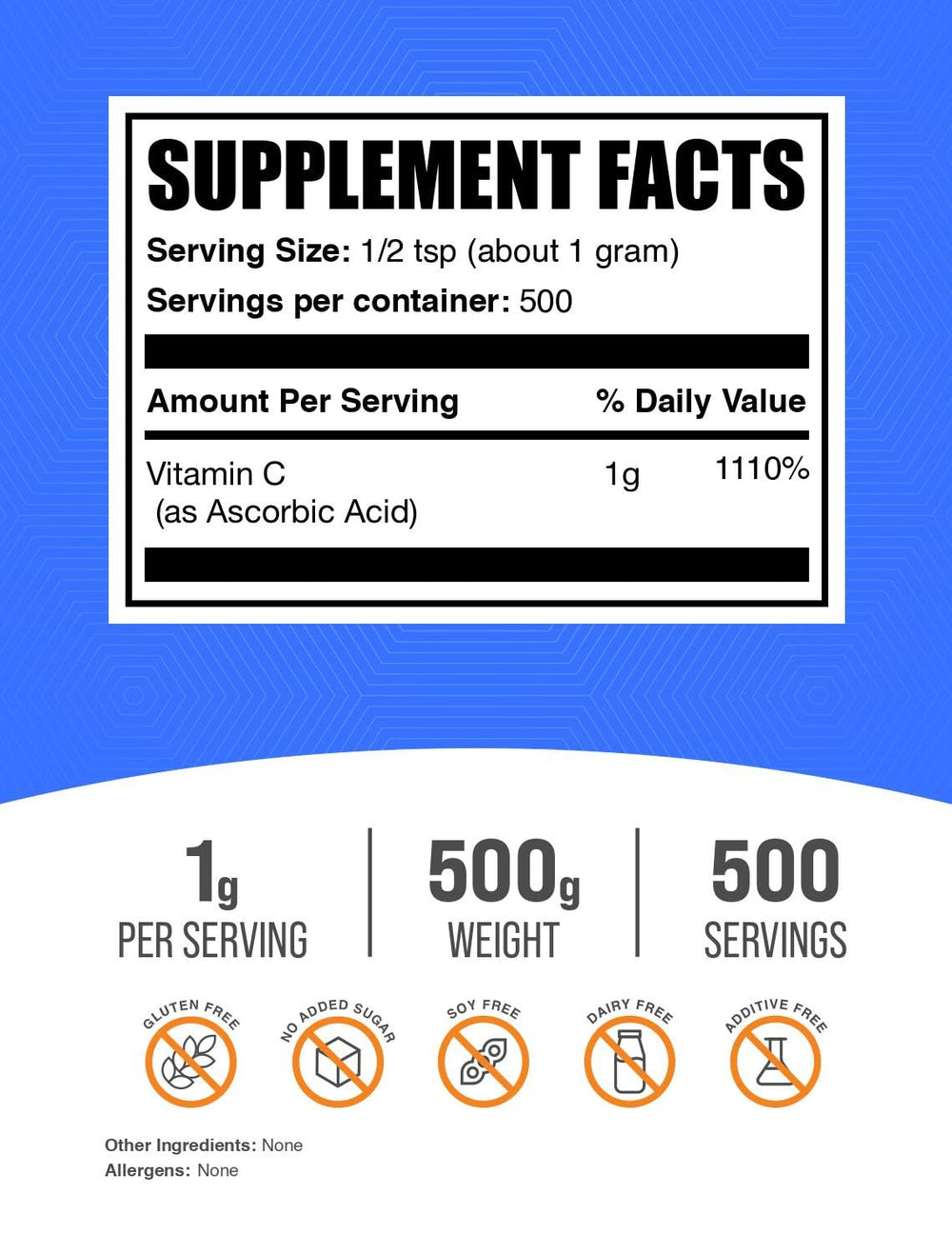 BulkSupplements textura del polvo de vitamina C en primer plano para mezcla fácil