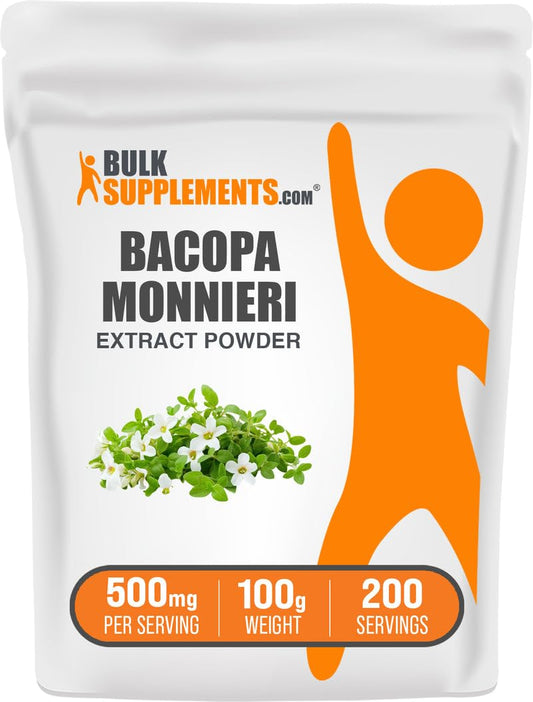 BulkSupplements Bacopa Extracto polvo: apoyo potencial a la concentración diaria