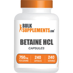 BulkSupplements envase frontal mostrando 240 cápsulas y ventaja de dosificación clara