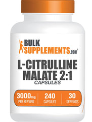 BulkSupplements caja delantera mostrando tamaño y 240 cápsulas, conveniencia