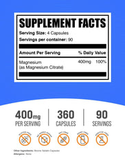 BulkSupplements detalle de cápsulas de magnesio, textura lisa y fácil de tragar