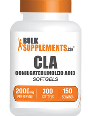 BulkSupplements botella frontal mostrando 300 softgels y beneficio de suministro prolongado