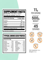 BulkSupplements textura del polvo de colágeno en cuchara, fácil disolución