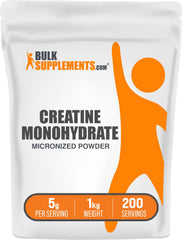 BulkSupplements envase frontal de creatina monohidrato, clara identificación y presentación