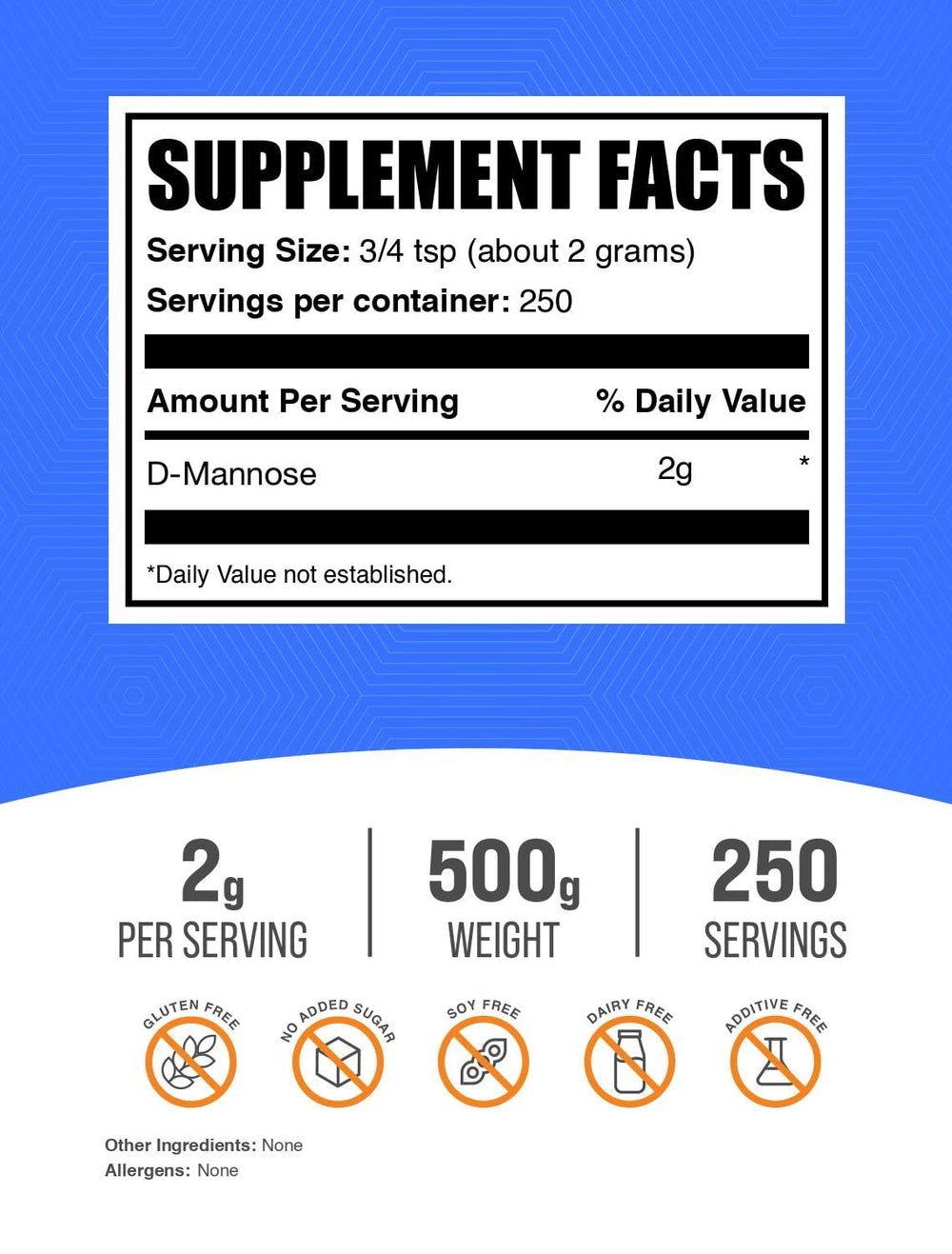 BulkSupplements cucharada con polvo fino de D-Mannosa, textura pura y soluble