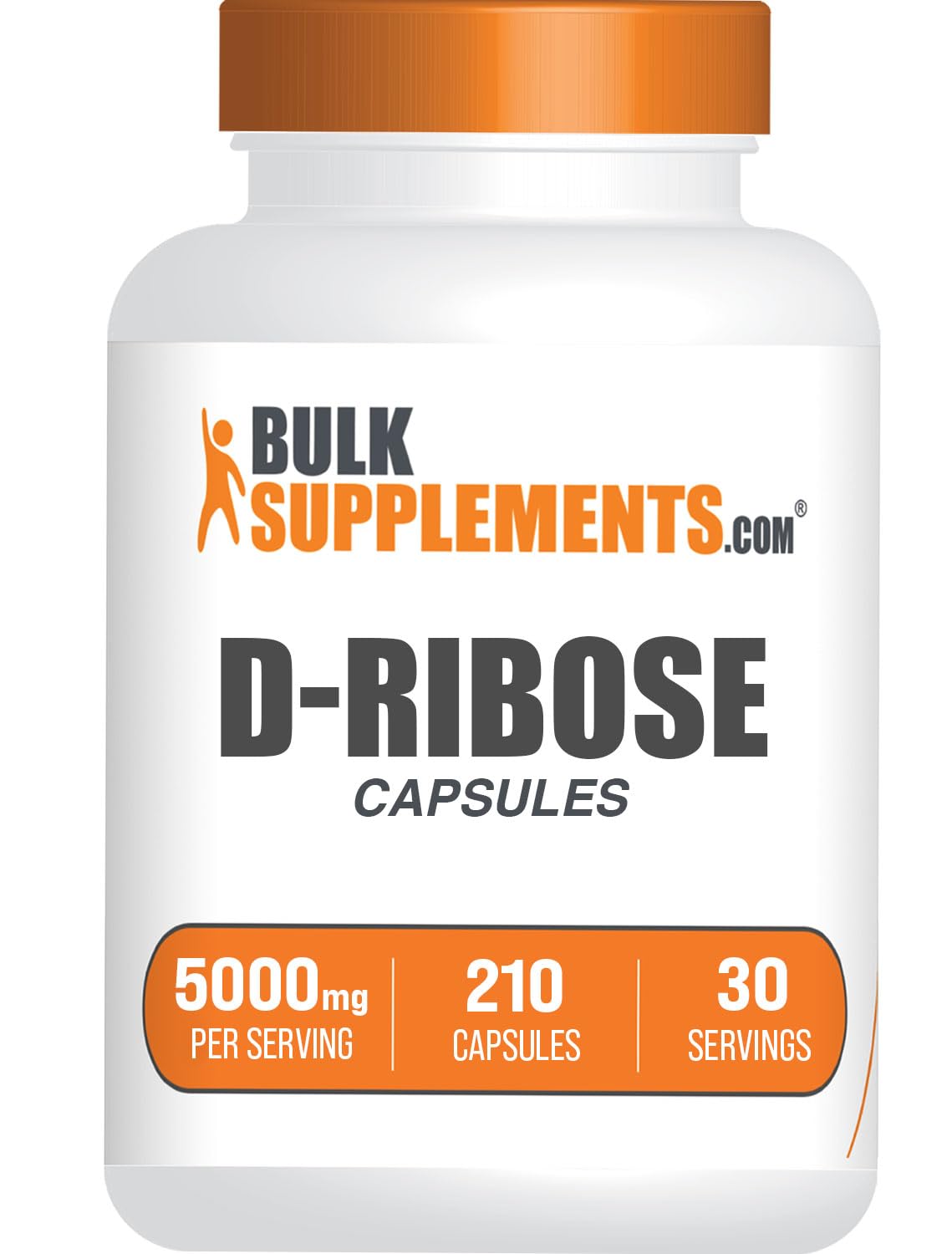 BulkSupplements D-Ribosa cápsulas en botella para uso diario y energía sostenida