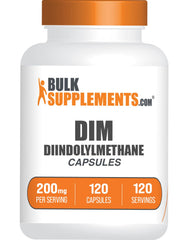 BulkSupplements envase frontal de DIM 200 mg mostrando presentación y beneficio práctico