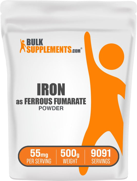 BulkSupplements Fumarato Férrico Polvo Envase 500 g, soporte práctico diario.
