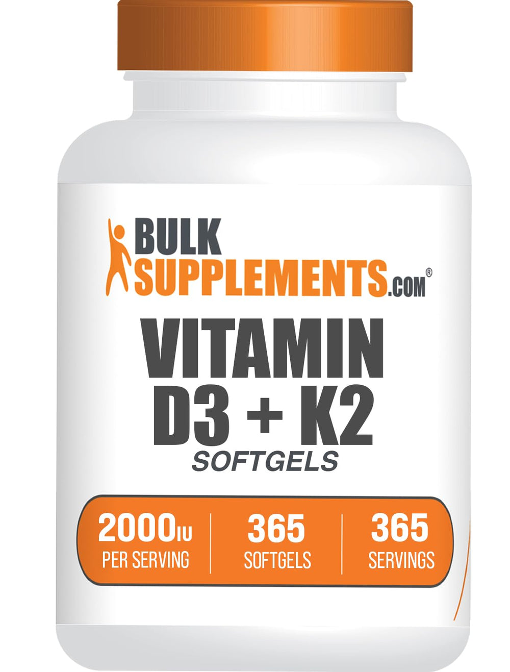 BulkSupplements frente del envase mostrando 365 softgels y comodidad diaria