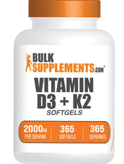BulkSupplements frente del envase mostrando 365 softgels y comodidad diaria