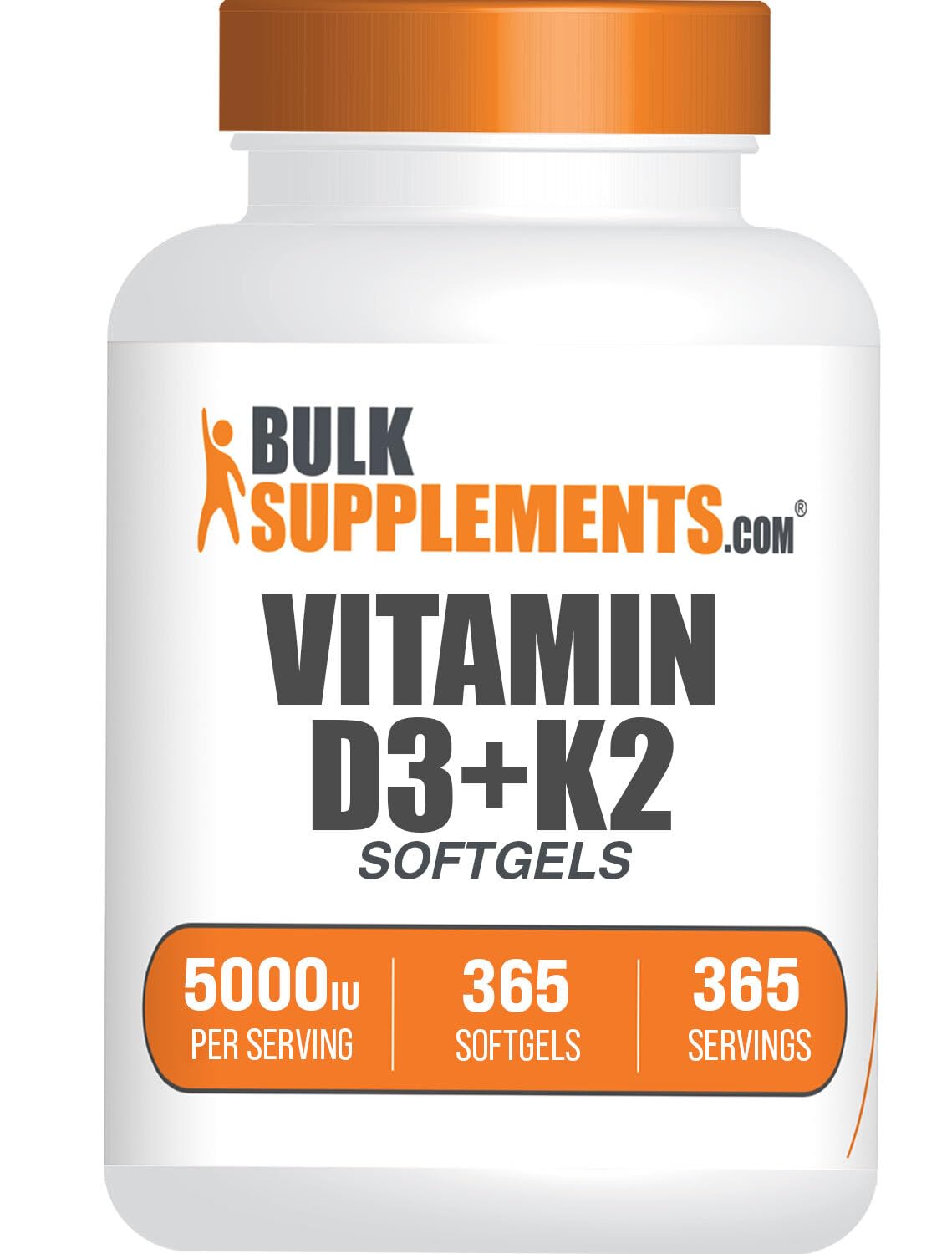 BulkSupplements envase frontal mostrando 365 cápsulas para conveniencia diaria