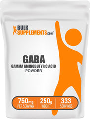 BulkSupplements envase frontal de GABA mostrando pureza y dosificación