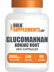 BulkSupplements frasco frontal mostrando glucomannan y cantidad 240 cápsulas