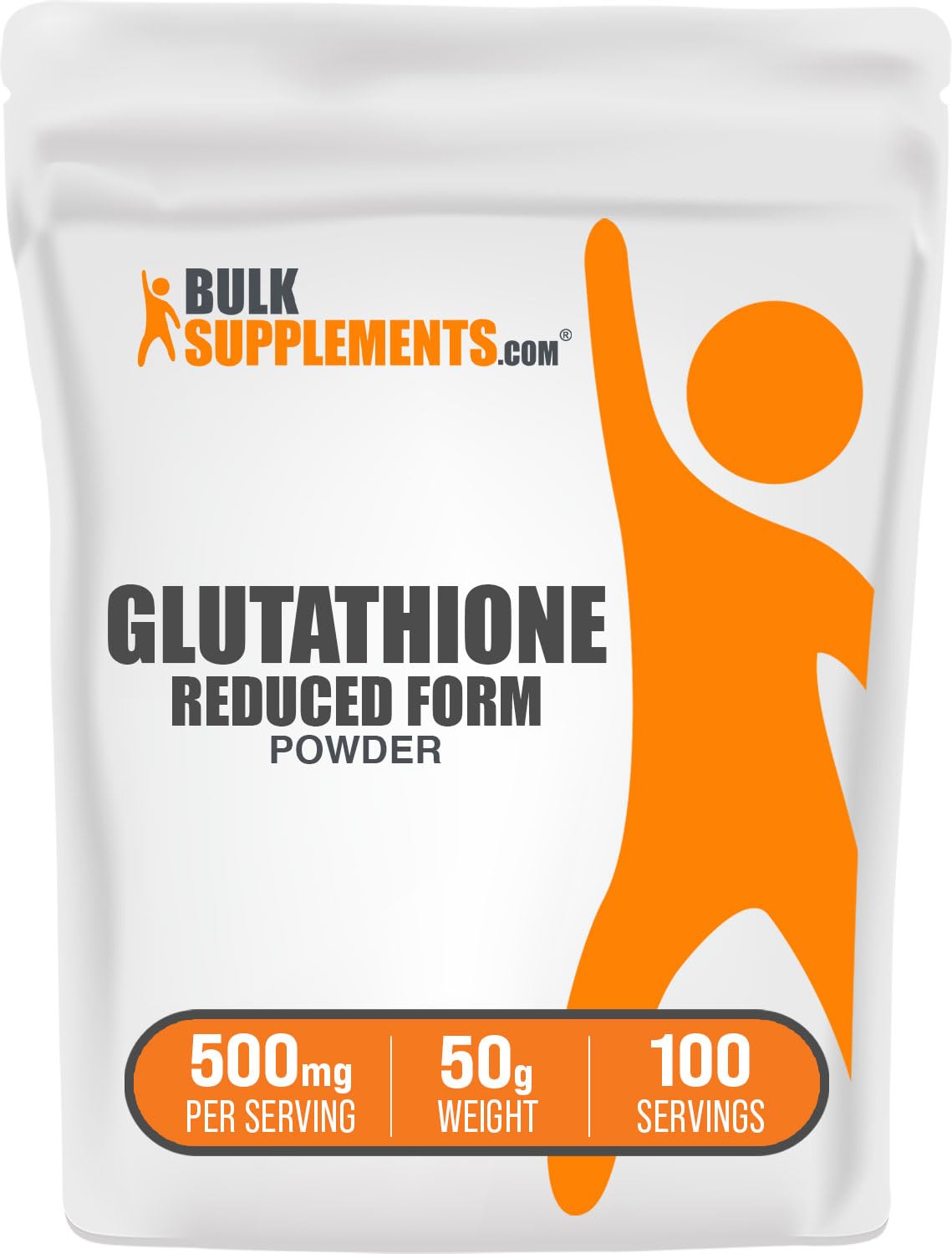 BulkSupplements envase frontal del Glutathione Reduced Powder mostrando presentación clara