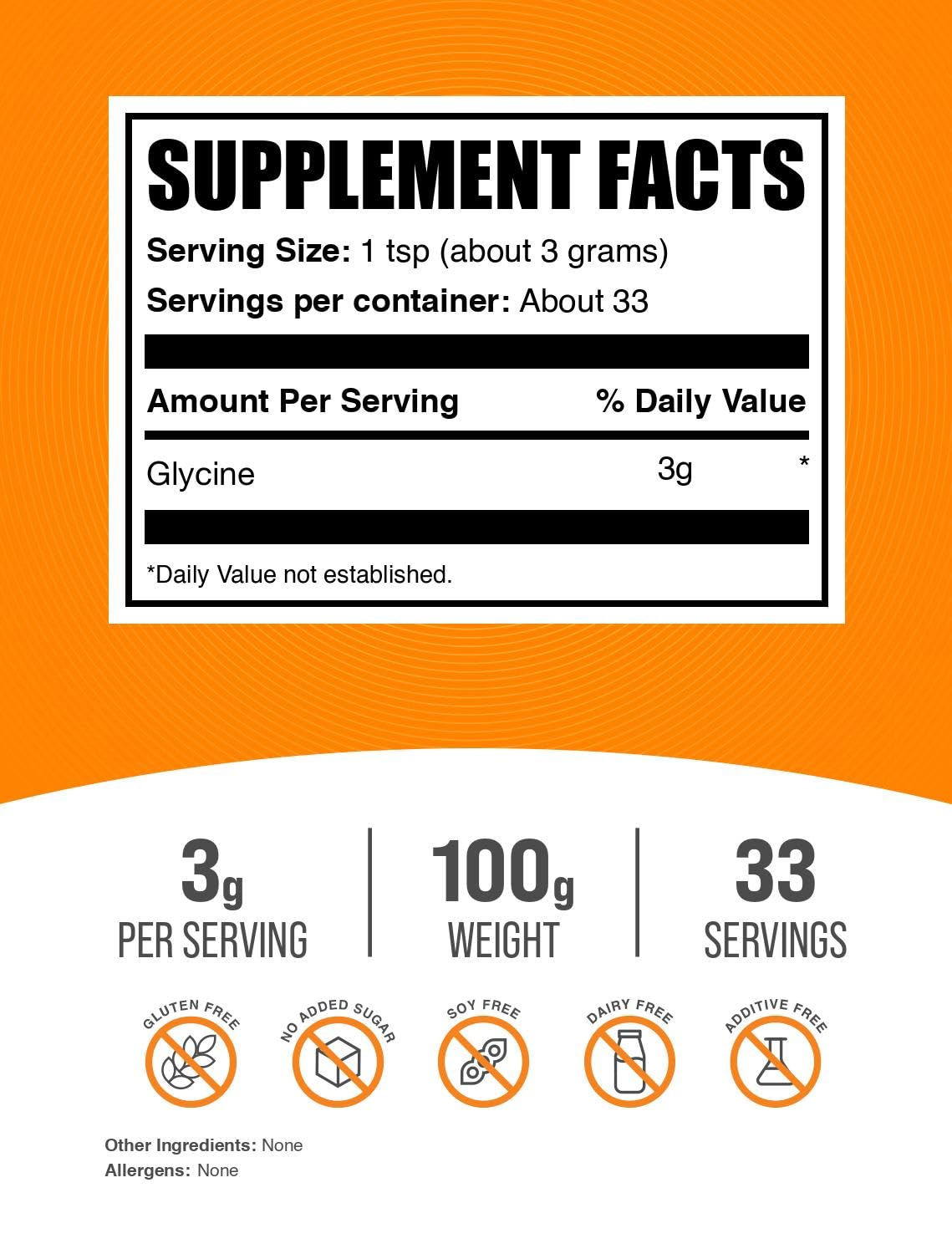 BulkSupplements polvo de glicina cerca, textura fina y fácil mezcla