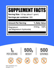 BulkSupplements textura del polvo fino de hidróxido de magnesio, fácil de mezclar