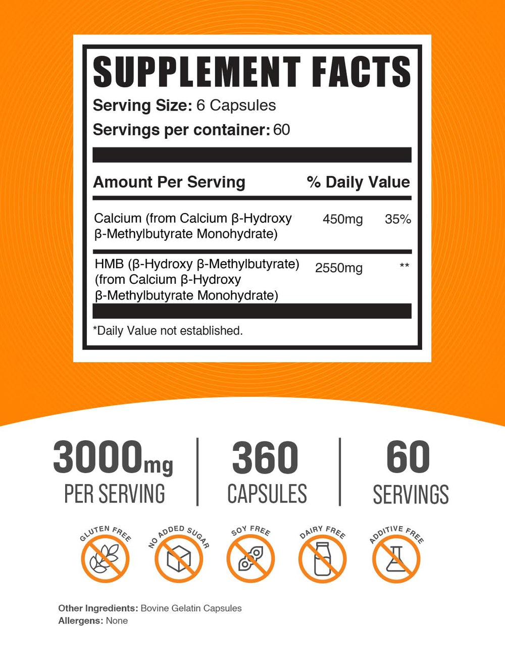 BulkSupplements primer plano de una cápsula HMB destacando textura y calidad