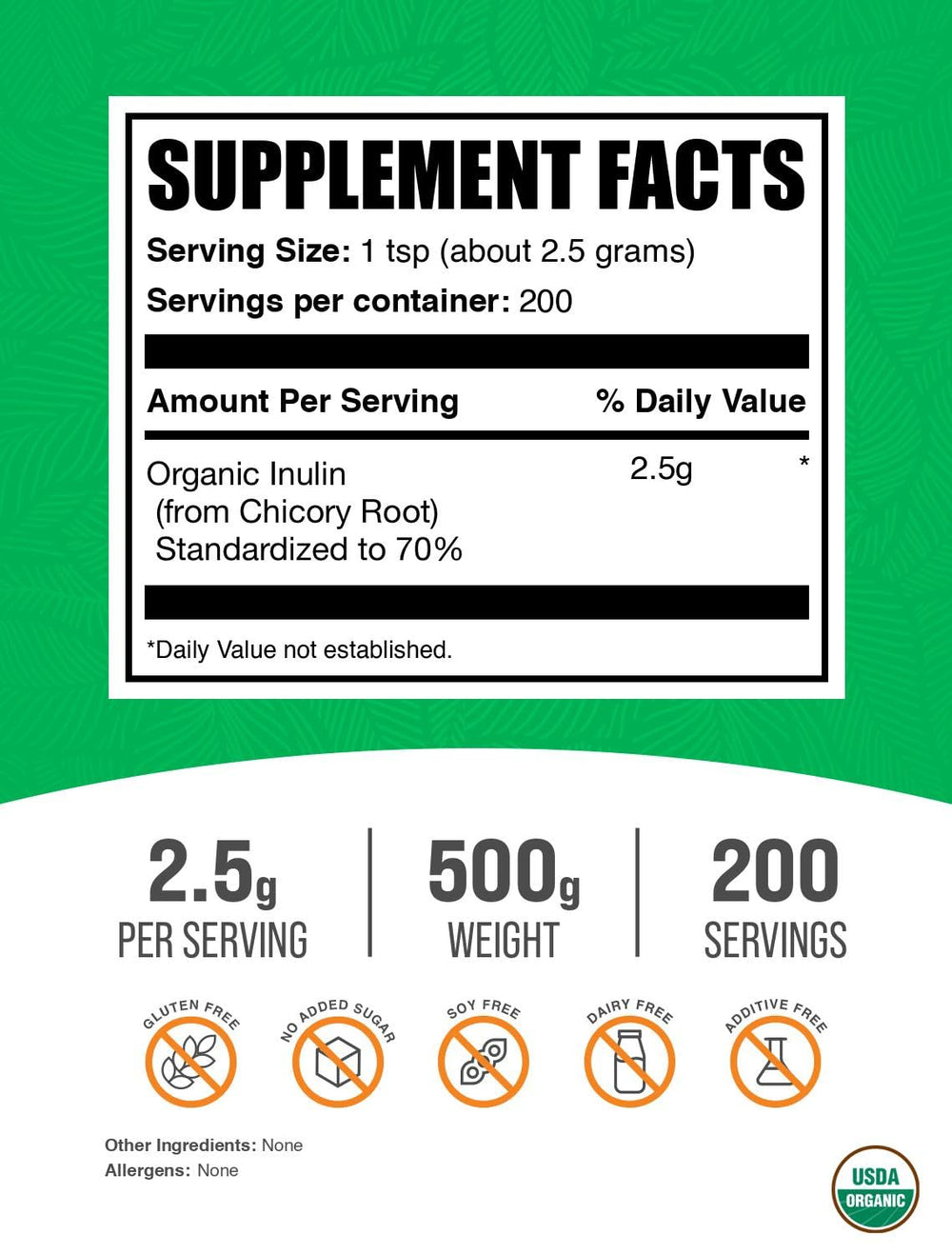 BulkSupplements textura del polvo de inulina orgánica, mezcla fácil y homogénea