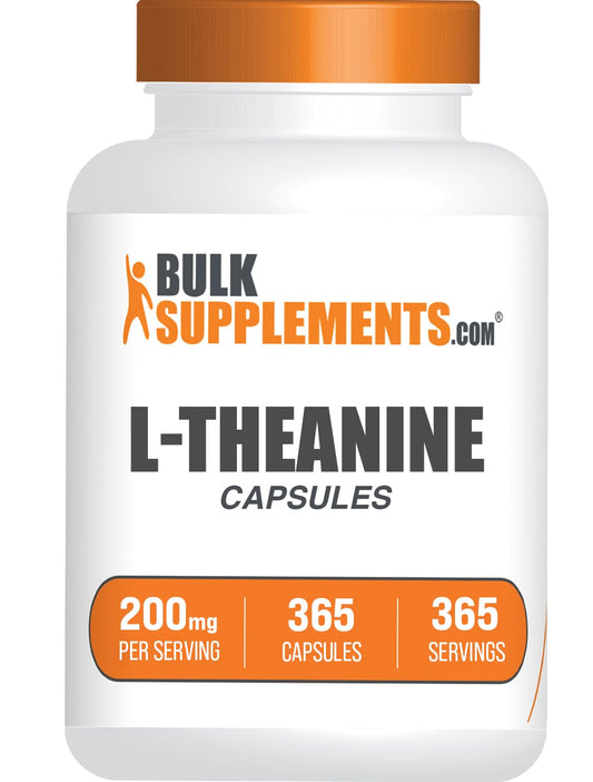 BulkSupplements frasco frontal mostrando 365 cápsulas y etiqueta clara, confianza en calidad