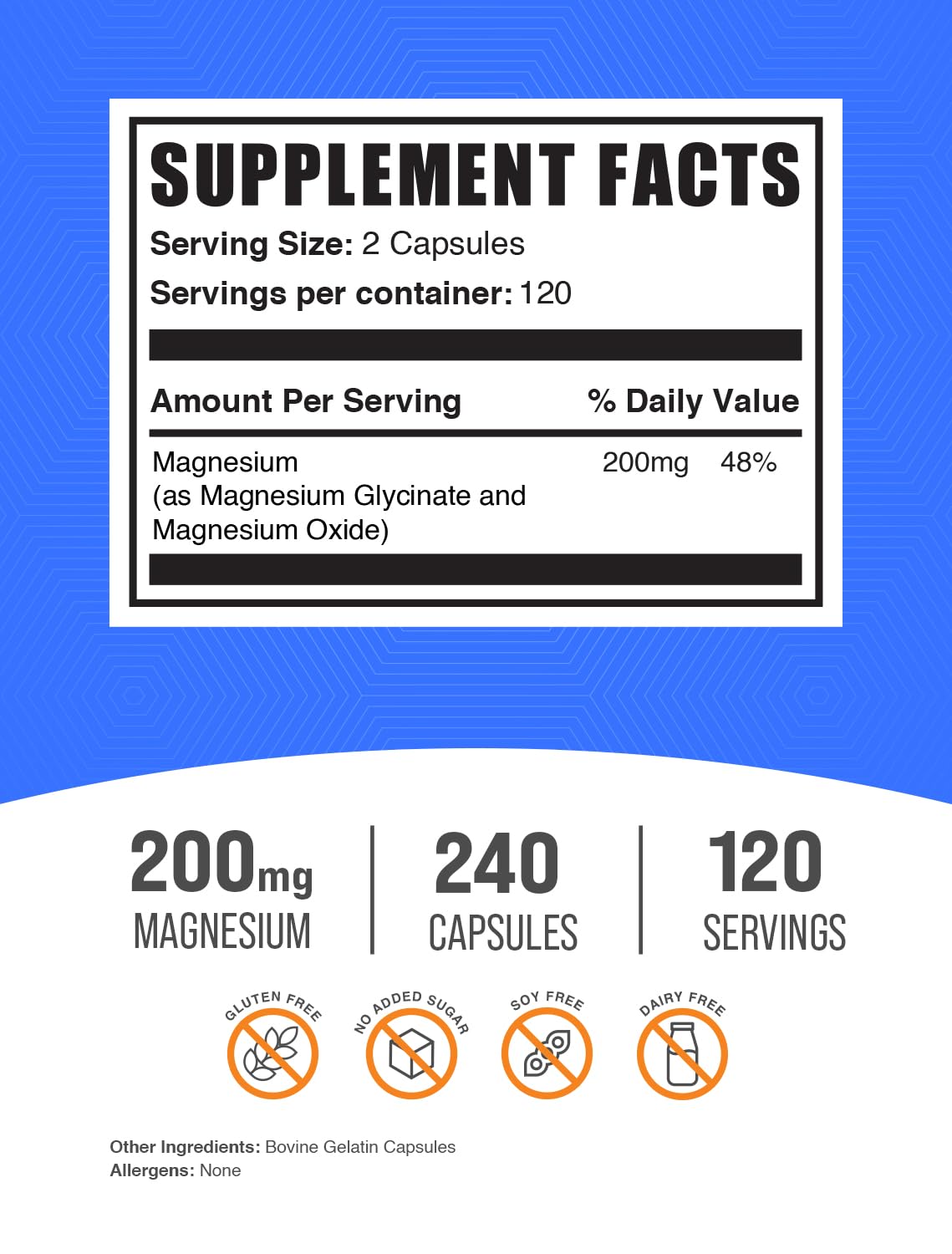 BulkSupplements detalle de cápsulas de magnesio glicinato, textura lisa y fácil de tragar
