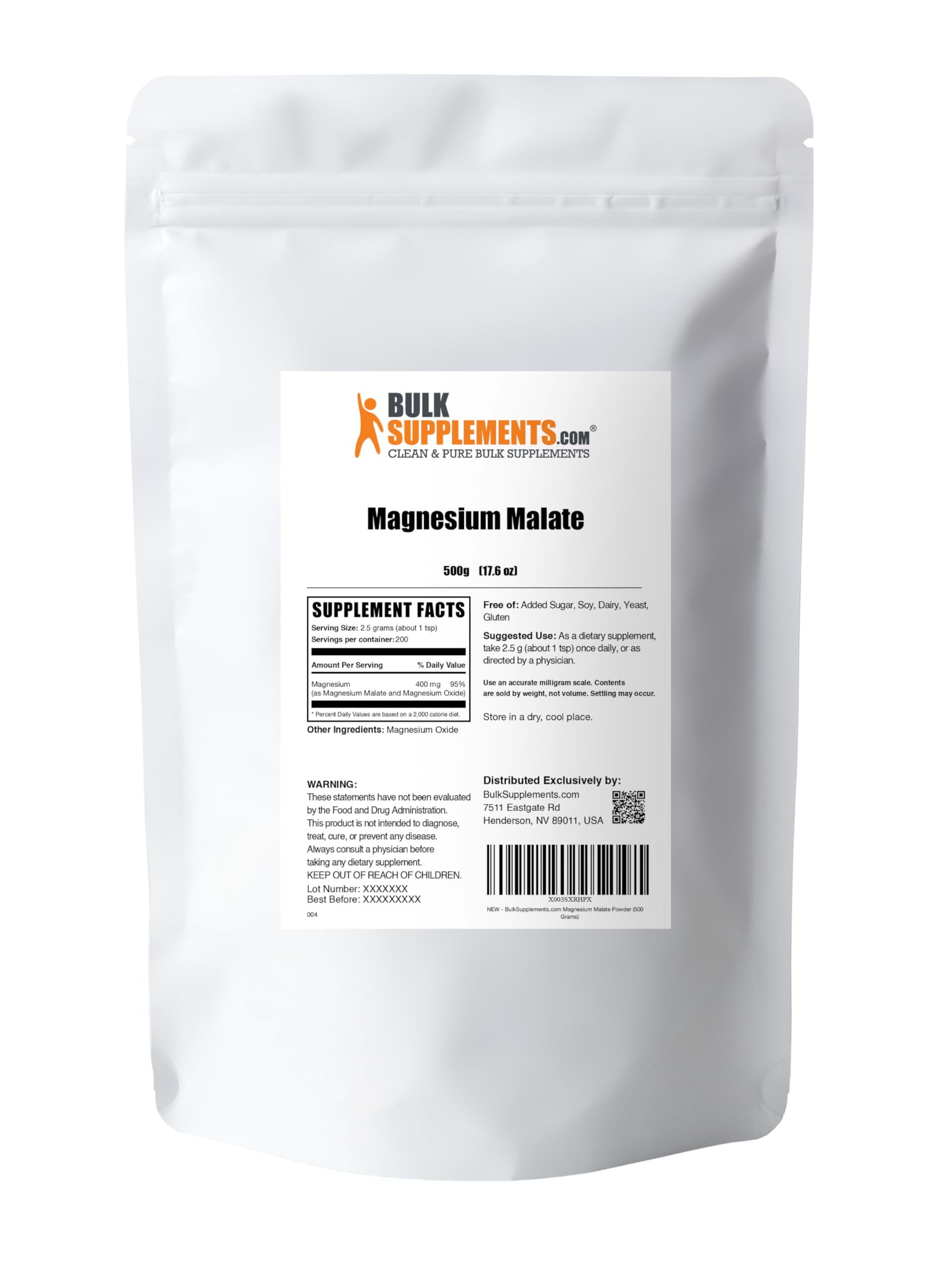 BulkSupplements envase junto a fruta para comparar tamaño y porción práctica
