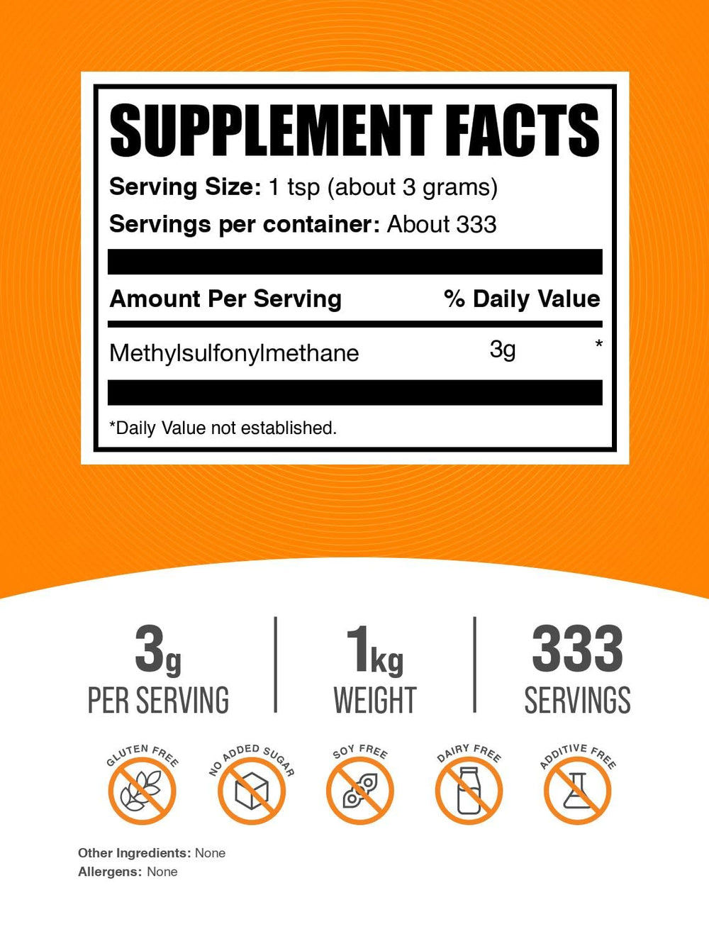 BulkSupplements detalle textura del polvo de MSM puro, ideal para mezclar fácilmente