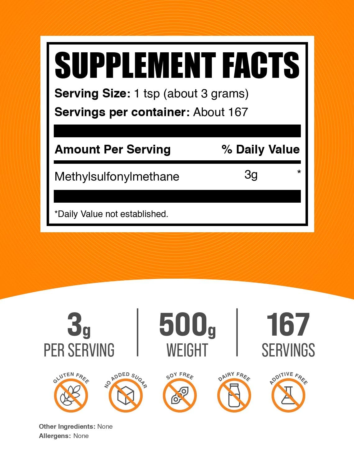 BulkSupplements acercamiento a la textura del polvo MSM, fácil de mezclar