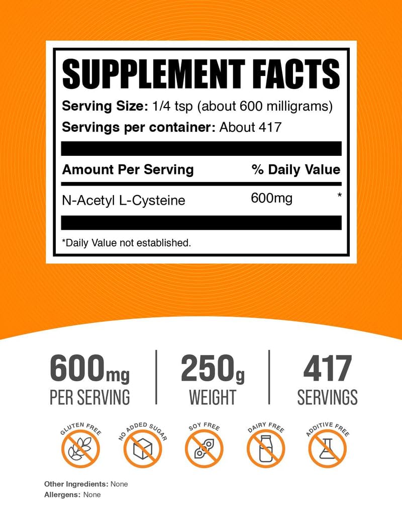 BulkSupplements polvo NAC textura fina para mezclas fáciles y sin sabor