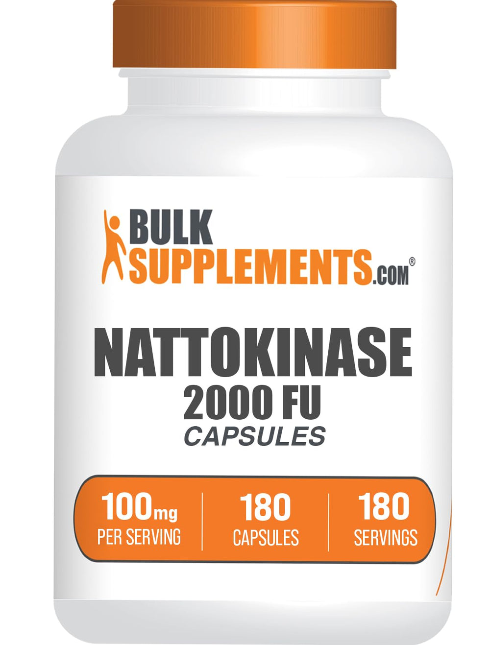 BulkSupplements envase frontal mostrando 180 cápsulas y beneficio de suministro prolongado