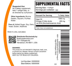 BulkSupplements etiqueta con lista de ingredientes y certificaciones claras