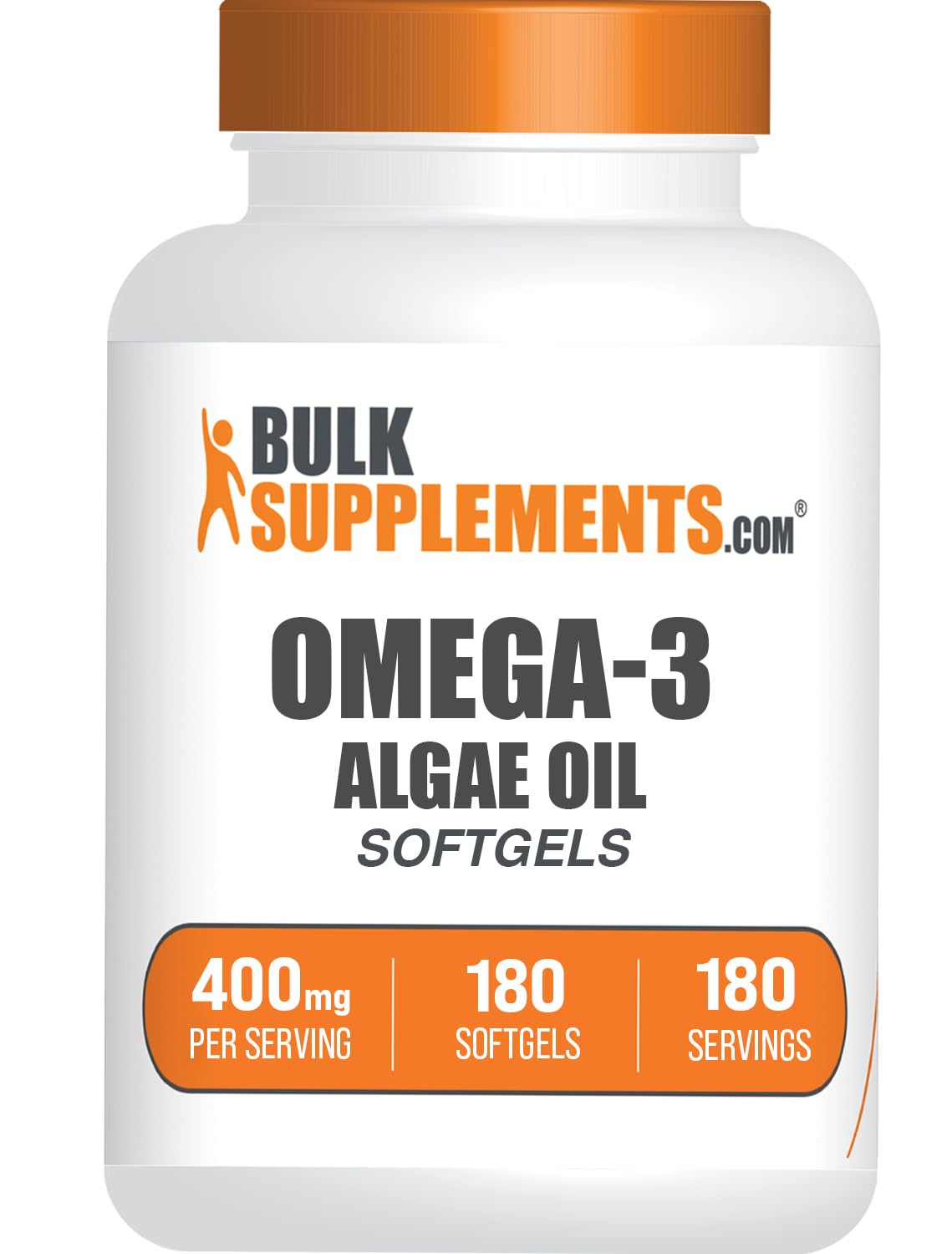 BulkSupplements envase frontal mostrando 180 cápsulas y beneficios veganos
