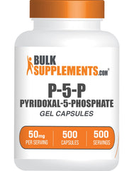 BulkSupplements envase frontal P5P mostrando cantidad y dosis, confianza y claridad