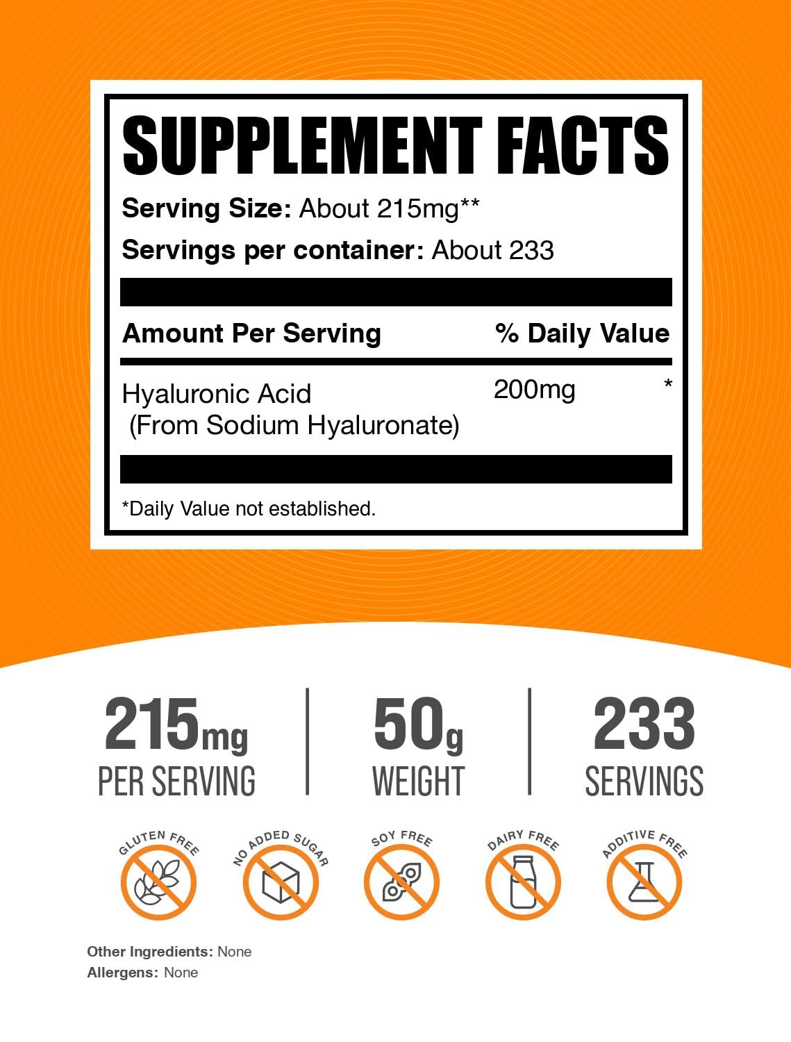 BulkSupplements primer plano del polvo de sodium hyaluronate con textura fina
