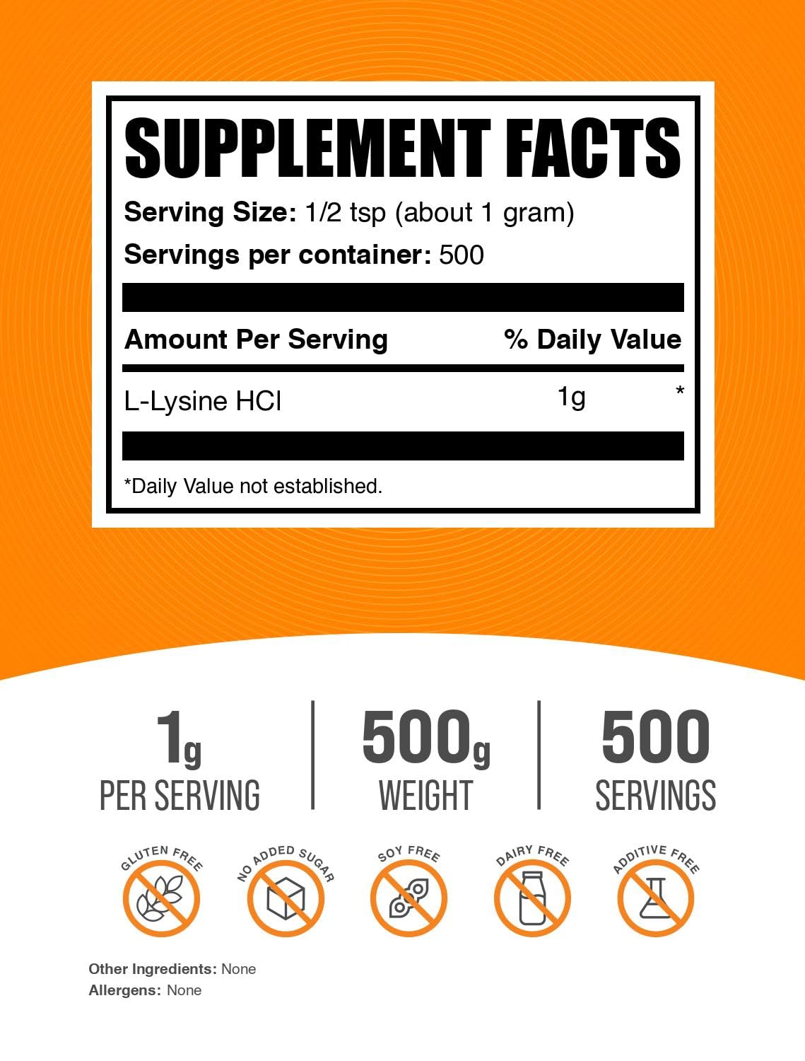 BulkSupplements detalle de la textura del polvo de lisina, fácil disolución