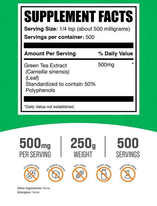 BulkSupplements textura del polvo de té verde en primer plano para mezcla fácil