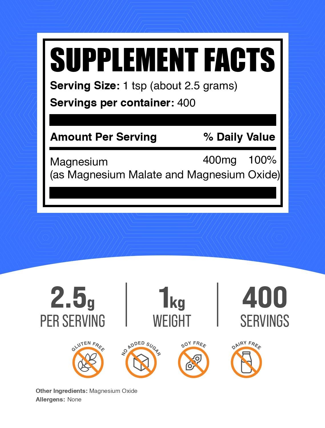 BulkSupplements primer plano del polvo fino de magnesium malate para mejor mezcla