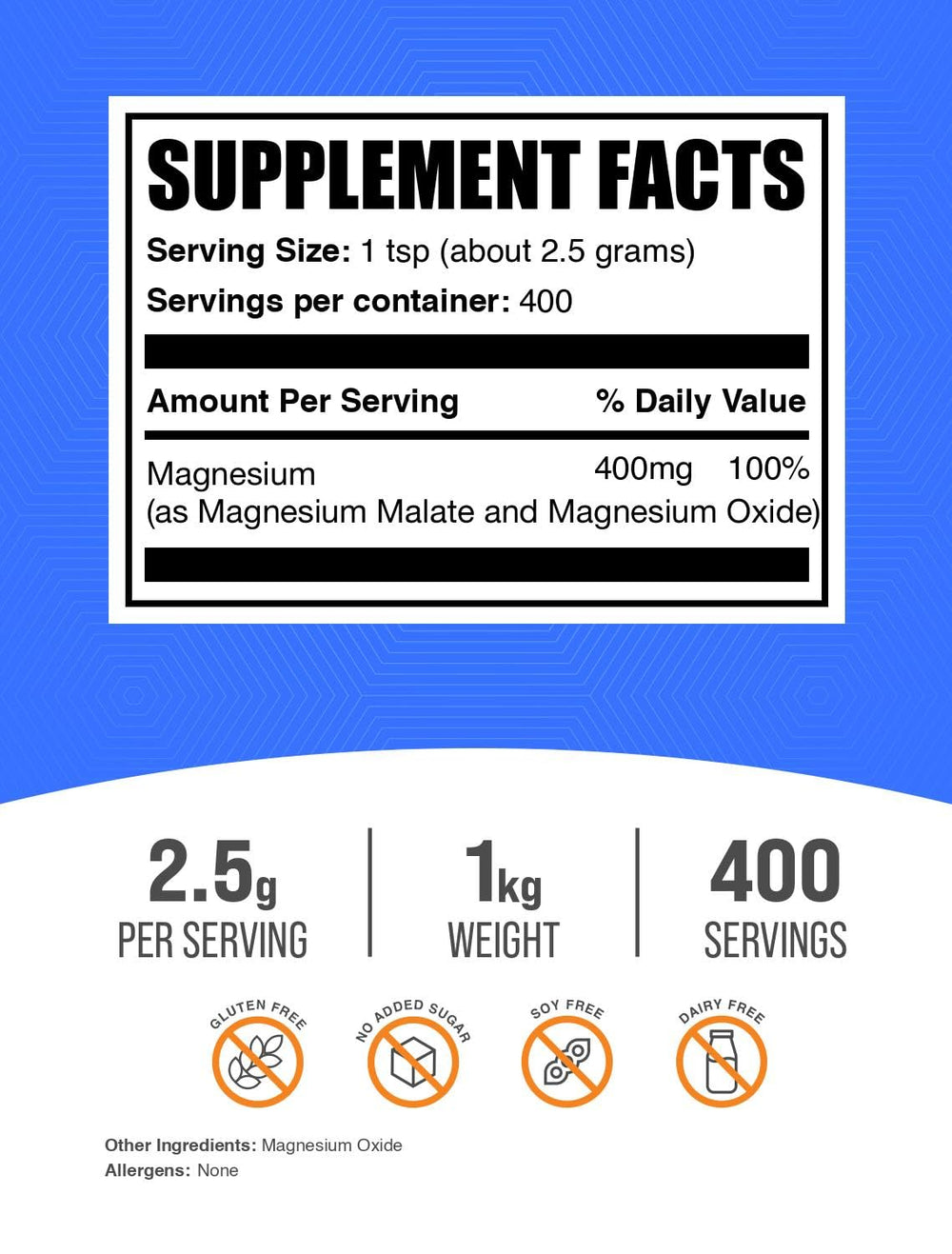 BulkSupplements primer plano del polvo fino de magnesium malate para mejor mezcla