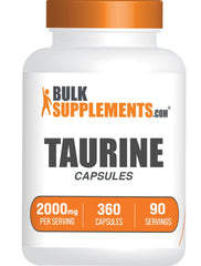 BulkSupplements Taurina cápsulas 2000 mg en botella para energía sostenida