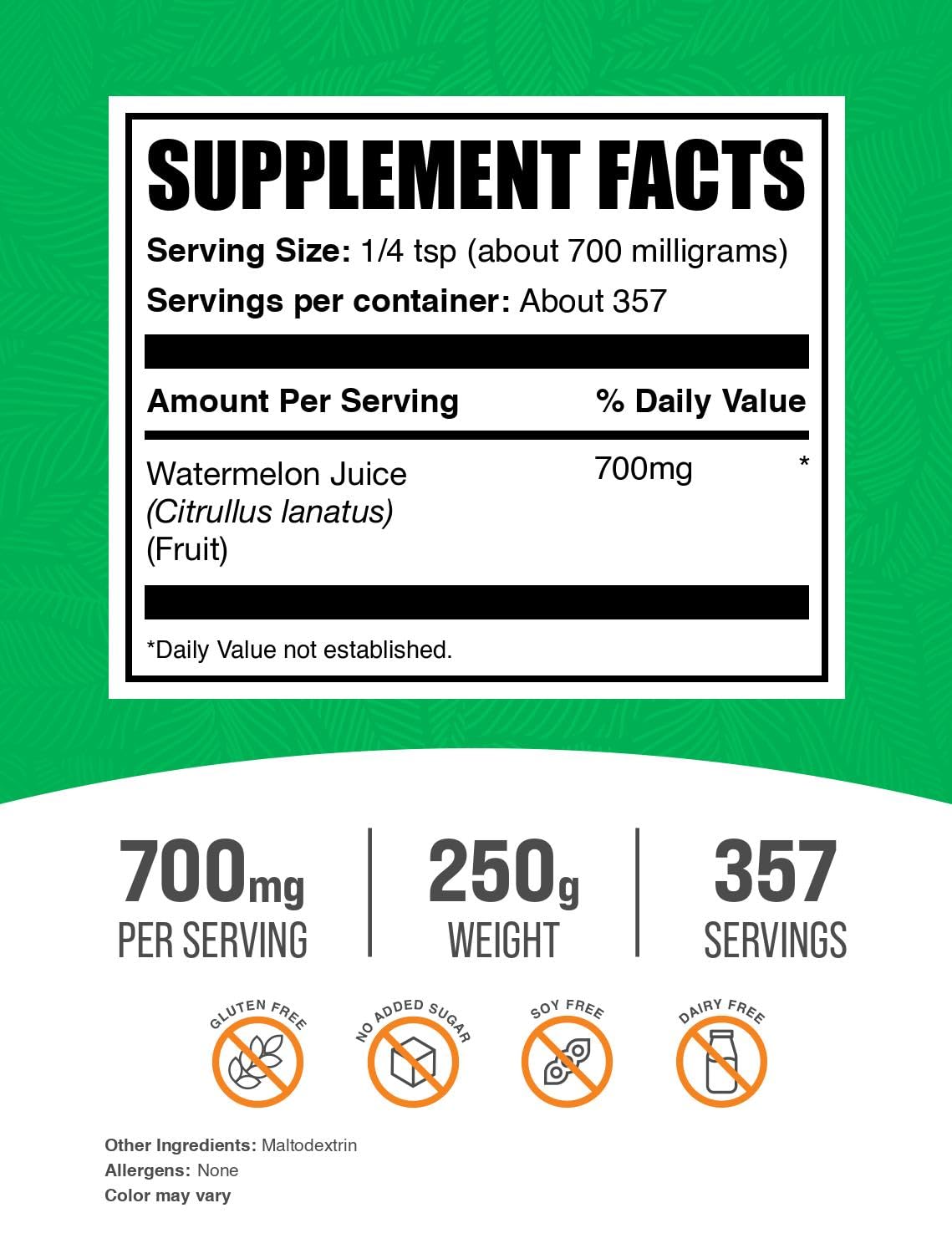 BulkSupplements textura del polvo de sandía en primer plano que muestra finura y mezcla rápida