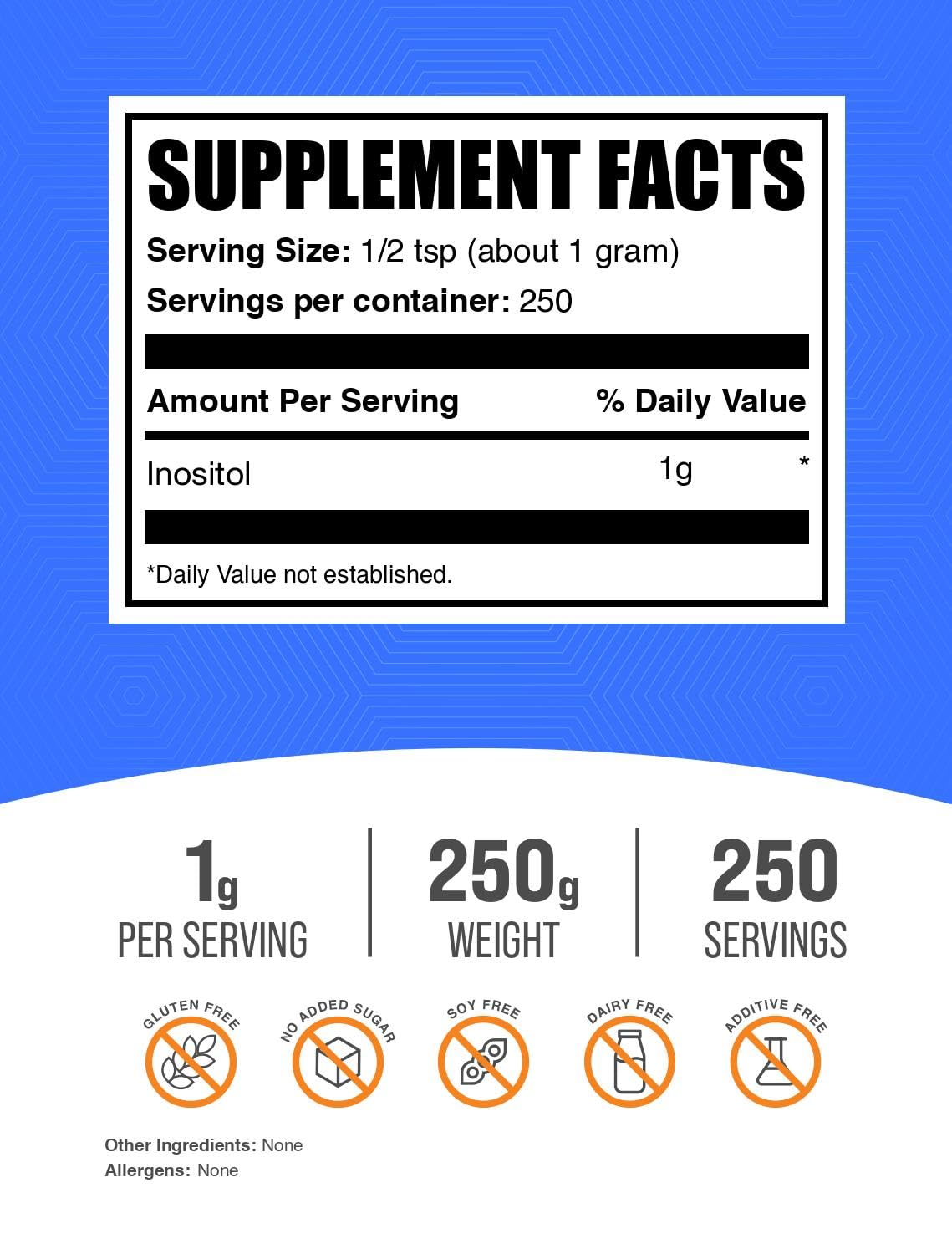 BulkSupplements textura del polvo de inositol en primer plano, finura que facilita disolución rápida