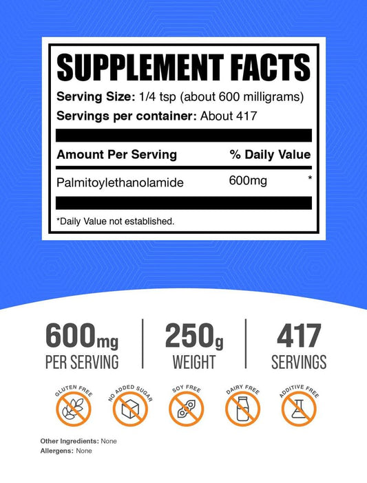 BulkSupplements textura del polvo PEA, fácil mezcla y dosificación