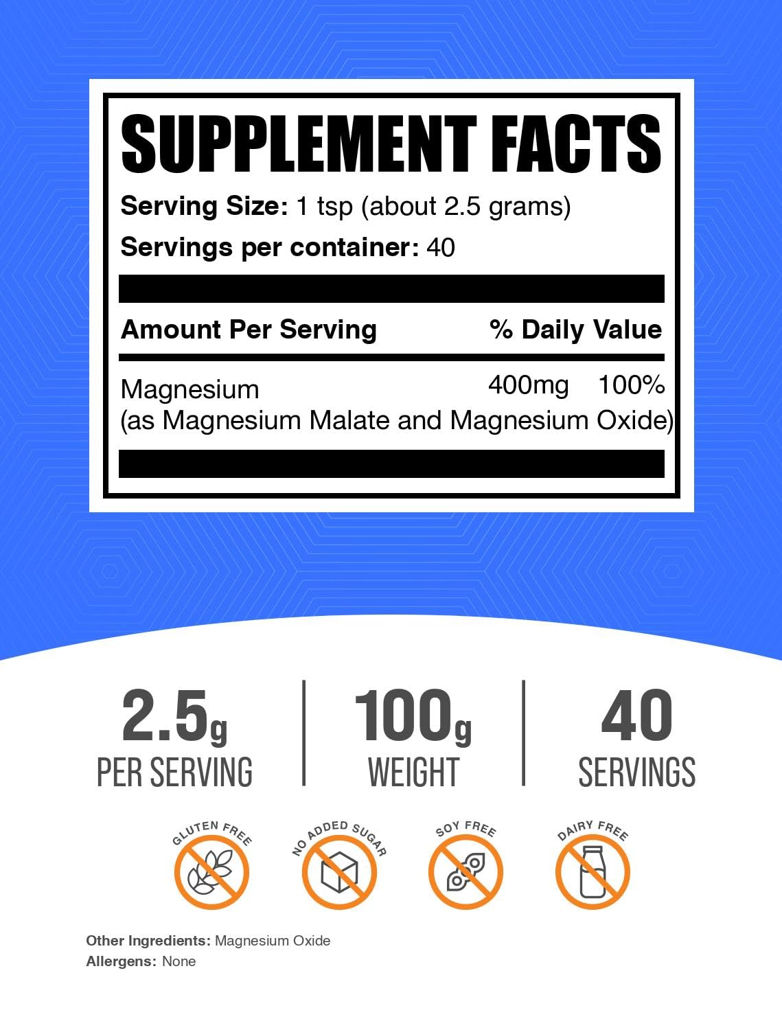 Detalle del polvo de BulkSupplements Magnesium Malate mostrando textura fina y solubilidad